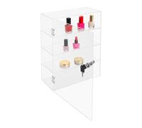 JUDEMII Vitrina acrílica de 4 niveles con cerradura con llaves y 4 almohadillas antideslizantes, soporte de exhibición transparente multifuncional para dormitorio, salón, estudio, 30 x 15 x 40 cm (4