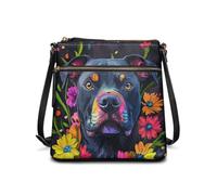 JUDENTIDOS Bolso bandolera de cuero para mujer, bolso de mano tipo hobo, Pitbull Terrier Floral, Talla única