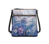 JUDENTIDOS Bolso bandolera de cuero para mujer con correa ajustable, Libélula floral, Talla única