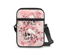 JUDENTIDOS Bolso cruzado para teléfono móvil, bolso pequeño para escuela, niño, niña, bolso de hombro, Calavera de flor de cerezo, Talla única