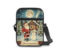 JUDENTIDOS Bolso cruzado para teléfono móvil, bolso pequeño para escuela, niño, niña, bolso de hombro, Muñeco de nieve de Papá Noel, Talla única