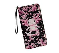 JUDENTIDOS Cartera de piel para mujer, tarjetero, Axolote de flor de cerezo, Talla única