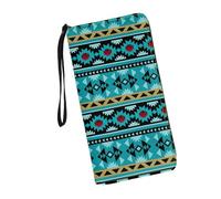JUDENTIDOS Cartera de piel para mujer, tarjetero, bloqueo RFID, gran capacidad, cartera de mano, Navajo azteca tribal del suroeste, Talla única