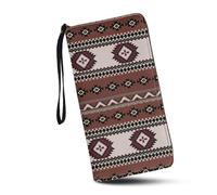JUDENTIDOS Cartera de piel sintética con bloqueo RFID para mujer, con múltiples tarjetas de crédito, gran capacidad, cremallera alrededor, bolso de viaje, Southwest Red Native American, Talla única