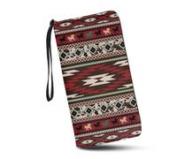 JUDENTIDOS Cartera de piel sintética para mujer, diseño azteca azteca del suroeste, color rojo, con cierre, Southwest Red Aztec Native American, Talla única