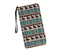 JUDENTIDOS Cartera larga de piel sintética con tarjetero para mujer, Southwest Navajo Native American Totem Horse, Talla única