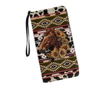 JUDENTIDOS Cartera larga para mujer, diseño de caballo navajo del suroeste, nativo americano, con cremallera y ranuras para tarjetas y tarjetero, Southwest Native American Navajo Horse, Talla única