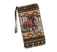 JUDENTIDOS Cartera personalizada para mujer con RFID y monedero de cuero para tarjetas, Southwestern Navajo Native American Horse, Talla única