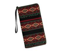 JUDENTIDOS Carteras de cuero personalizadas para mujer, cartera larga con cremallera RFID, tarjetero de crédito, Geométrico étnico azteca suroeste, Talla única