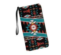 JUDENTIDOS Carteras largas de cuero con correa de muñeca para mujer, tarjetero, con tarjetero, Suroeste tribal azteca nativo americano, Talla única