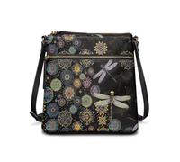 JUDENTIDOS Hobo - Bolso bandolera para mujer, con correa ajustable, Mandala libélula floral, Talla única