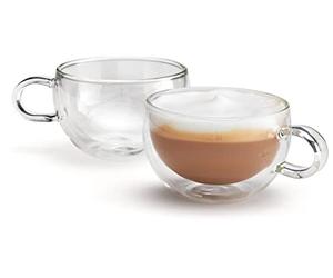 Judge Duo Form - Juego de 2 tazas de café de cristal de capuchino con asa, selladas al vacío, resistentes al calor, taza de capuchino de 250 ml