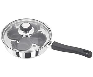 Judge Essentials HP86 - Cazadora de huevos y sartén de acero inoxidable, 20 cm, tapa de cristal ventilada y mango para mantener el frío