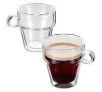 Judge Juego de 2 tazas de café de vidrio de doble pared, 200 ml, aisladas al vacío, hechas a mano, fuertes, resistentes al calor y aptas para lavavajillas