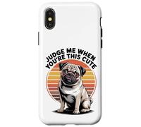 Judge Me When You're This Cute | Retro Pug Dog Carcasa para iPhone X/XS