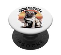 Judge Me When You're This Cute | Retro Pug Dog PopSockets PopGrip Adhesivo