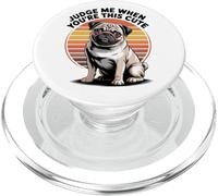 Judge Me When You're This Cute | Retro Pug Dog PopSockets PopGrip para MagSafe