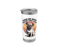 Judge Me When You're This Cute | Retro Pug Dog Vaso térmico de acero inoxidable de doble pared