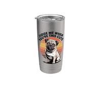 Judge Me When You're This Cute | Retro Pug Dog Vaso térmico de acero inoxidable de doble pared
