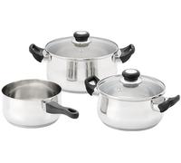 Judge Vista - Juego de utensilios de cocina de 3 piezas, cacerola de 18 cm, cacerola de 20 cm y olla de 24 cm, utensilios de cocina de acero inoxidable para inducción y todas las cocinas, juego de