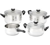 Judge Vista - Juego de utensilios de cocina de 4 piezas, cacerola de 18 cm, cacerolas de 20 cm y 24 cm, olla de 24 cm, utensilios de cocina de inducción de acero inoxidable, juego de sartenes de