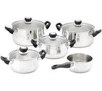 Judge Vista - Juego de utensilios de cocina de 5 piezas, cacerolas de 16 cm y 18 cm, cacerolas de 20 cm y 24 cm, olla de 24 cm, utensilios de cocina de acero inoxidable para inducción, juego completo