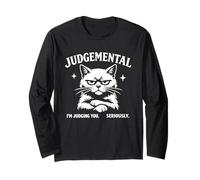 Judgemental Cat Im Judging You Seriously Funny Cat Gráfico Manga Larga