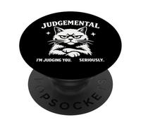 Judgemental Cat Im Judging You Seriously Funny Cat Gráfico PopSockets PopGrip Adhesivo