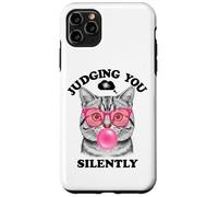 Judging You Silently Funny Cat Blowing a Bubble Gum Cat Mom Carcasa para iPhone 11 Pro Max
