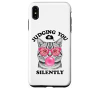 Judging You Silently Funny Cat Blowing a Bubble Gum Cat Mom Carcasa para iPhone XS Max
