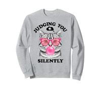 Judging You Silently Funny Cat Blowing a Bubble Gum Cat Mom Sudadera