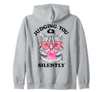 Judging You Silently Funny Cat Blowing a Bubble Gum Cat Mom Sudadera con Capucha