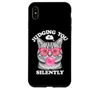 Judging You Silently Funny Cat Blowing Bubble Gum Pink Cat Carcasa para iPhone XS Max