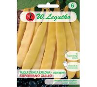 Judía verde común enana de vaina amarilla Supernano giallo: vainas anchas y planas tipo cinta, variedad temprana.