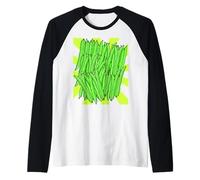 judías verdes frijoles vegetales retro años 80 vintage jardinero aficionado Camiseta Manga Raglan