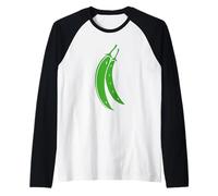 Judías Verdes Verdura Minimalista Simple Judía Verde Camiseta Manga Raglan