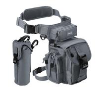 Jueachy Bolsa de Pierna para Hombre, táctica, detección de Metales, con Bolsa para Botella de Agua, Color Gris Claro