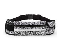 Jueachy Cinturones de correr para mujer, impermeables, riñonera, para correr, soporte para teléfono, cinturón deportivo ajustable con puerto para auriculares, leopardo negro