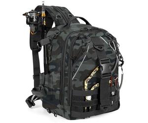 Jueachy - Mochila de pesca, bolsa de almacenamiento ligera y resistente al agua para la pesca al aire libre, bolsa de pesca táctica para la pesca a pie, caza y pesca, mochila con portacañas de pescar