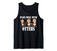 Juega Bien con nutrias Divertido río Animal Juego de Palabras Arte Camiseta sin Mangas
