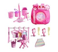 Juega la ropa de lavandería para niños: lavadora de muñecas, lavadora de fingir y secadora | Lavadora de juguetes, accesorios de limpieza en miniatura con luces y sonidos, juguete de casa de casa de m