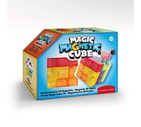 JUEGACONMIGO Magic Magnetic Cube, un Juego de, concentración y agudeza Mental, una diversión para Amantes de retos. Contiene 7 Piezas 3D magnéticas Transparente y Tarjetas con 108 retos a Construir.