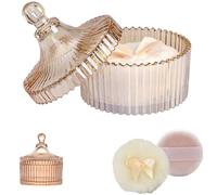 Juego 1 Botes De Polvo De Cristal, Estuche para Polvos Corporales, Juego De Borlas y Recipiente para Polvos Corporales, Con Dos Esponja, para Bebés, Regalo Ideal para Mujeres(No Incluye Polvos)
