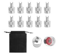 Juego 10 Piezas Tapones Válvula Neumático Auto Acero Inoxidable Bolsa Almacenaje Tapón Válvula Universal Metálico para Coche Moto Bici Camión Accesorio Estética Llantas Protección Válvula
