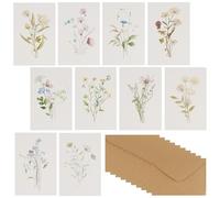 Juego 10 Tarjetas de Cumpleaños con Sobres, Tarjeta Agradecimiento para Mujer Hombre, para Aniversario, Graduación, Día de la Madre Padre, Tarjetas Felicitación Artísticas (Floral)
