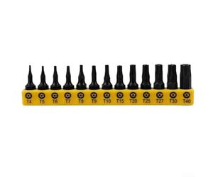 Juego 13 Piezas para puntas para torx T4-TT40 Seguridad Juego | 13 piezas para t4 a TT40, para acero endurecido, vida para útil mayor, para ideal electrónica y frenos