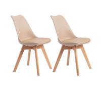 Juego 2 Sillas Comedor Bistro, Sillas Cocina Nórdicas, Beige y Madera