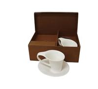JUEGO 2 TAZAS Y PLATOS CAFE TU Y YO 90ML PORCELANA BLANCO