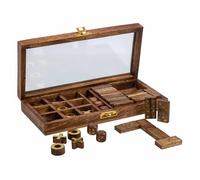 Juego 3/1 (dominó+dados+3 en línea) en caja de madera marrón 28x13x4.5