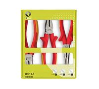 Juego 3 alicates aislados 1000V (universal 180mm, cortante 160mm, semirredonda 200mm)